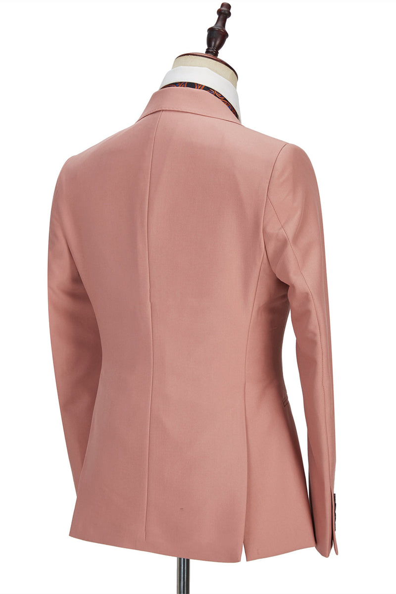 Three-piece Coral Pink Two Buttons Peak Lapel Custom design Men Suit-showprettydress