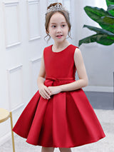 Toddlers Short Dress Princess Sleeveless Satin flower girl dress-showprettydress