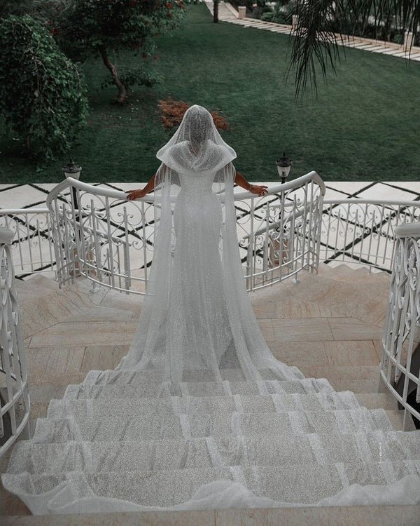 Trendy Off the shoulder White Mermaid Blet Wedding Dresses-showprettydress