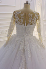 Trendy Sweetheart Long Sleevess Ivory Ball Gown Wedding Dress-showprettydress