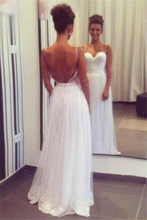 Tulle Floor Length Ruffless A Line Sleeveless Sweetheart Wedding Dresses-showprettydress
