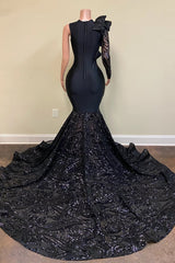 V-neck Flowers Mermaid Long Sleeves Prom Dresses-showprettydress