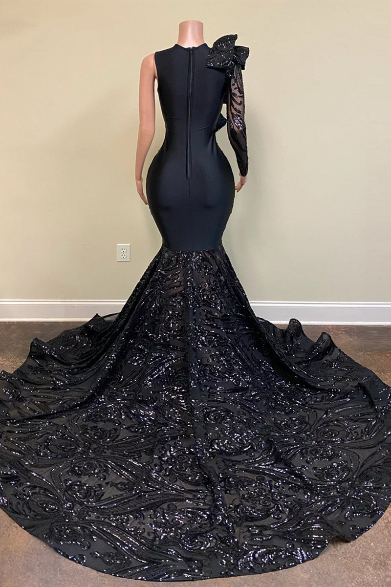 V-neck Flowers Mermaid Long Sleeves Prom Dresses-showprettydress