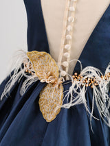 V-Neck Satin Fabric Sleeveless Short Princess Buttons Formal Kids Pageant flower girl dresses-showprettydress