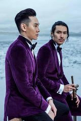 Velvet Mens Suits for Prom Peak Lapel Wedding Tuxedo for Groom-showprettydress