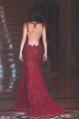Vintage Ruby Hottest Crystal Trumpet Spaghetti Strap Tulle Long Formal Occasion Dress-showprettydress