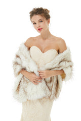 Warm Light Brown Wedding Wraps Faux Fur Bridal Cover Up-showprettydress