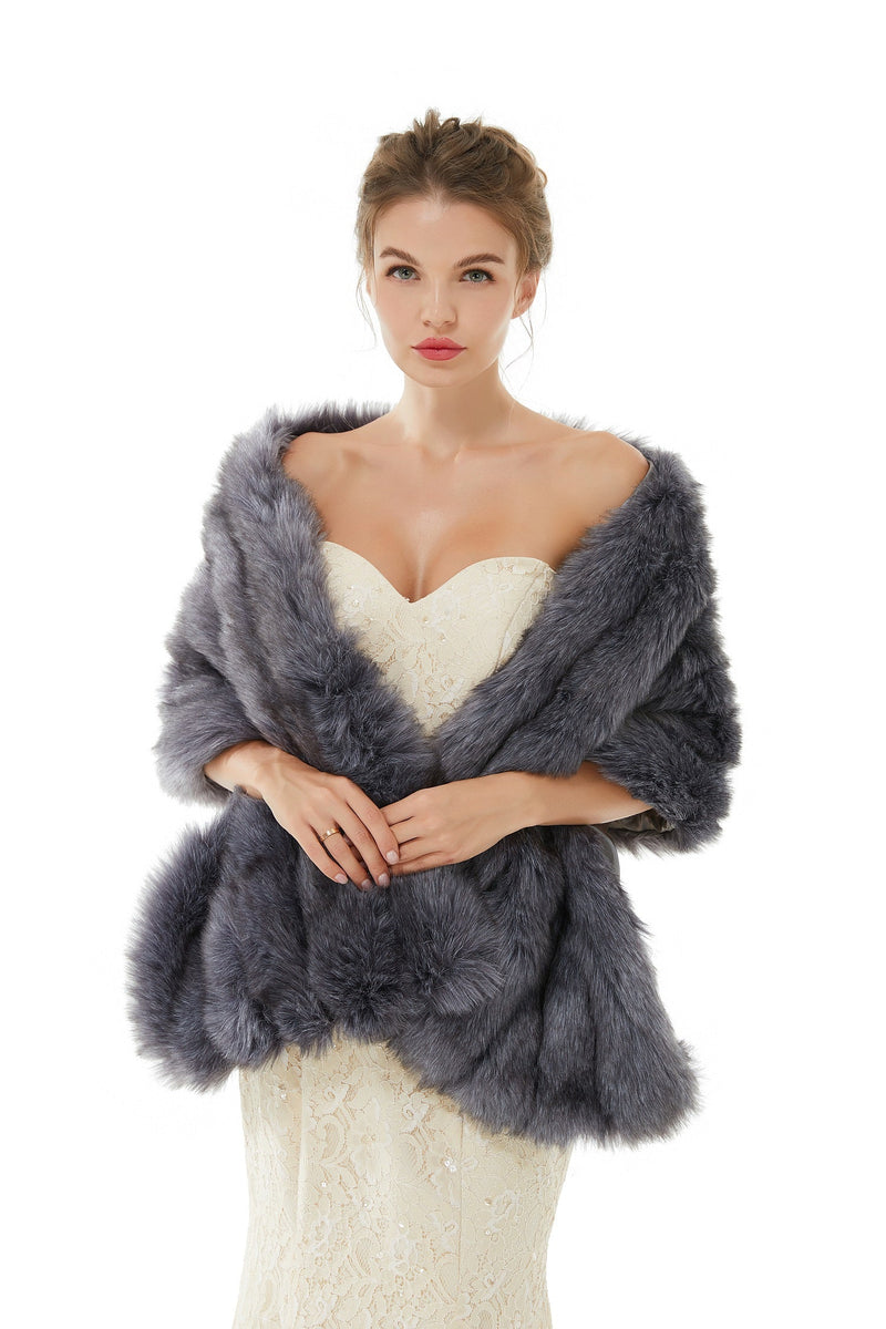 Wedding Faux Fur Wrap Winter Shawl Scarves-showprettydress