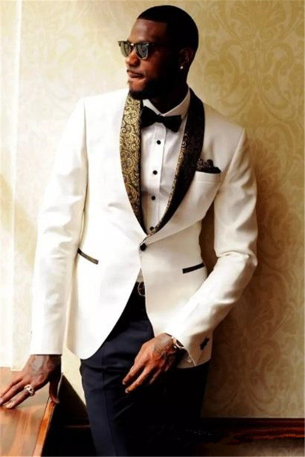 Wedding Suits groom Mens Suits Formal Jacquard Best Men Marriage Tuxedos-showprettydress