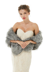 Wedding Wrap Faux Fur Sleeveless Open Front Bridal Shawl-showprettydress