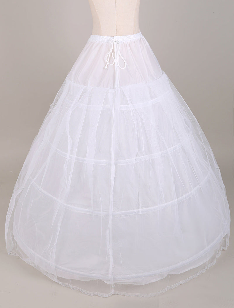 White Ball Gown Style Bridal Petticoat with Drawstring Waist-showprettydress