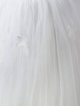 White Jewel Neck Short Sleeves Flowers Embellishment Tulle Lace Kids Social Party Dresses-showprettydress