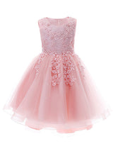 White Jewel Neck Sleeveless Bows Kids Party Dresses Short Princess Dress-showprettydress
