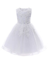 White Jewel Neck Sleeveless Bows Kids Party Dresses Short Princess Dress-showprettydress