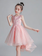 White Jewel Neck Sleeveless Bows Kids Party Dresses Short Princess Dress-showprettydress