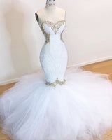 White Lace Mermaid Sweetheart Simple Wedding Dresses for Sale-showprettydress
