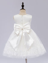 White Pageant Dress Princess Sleeveless Short Girl'S Dinner Dress-showprettydress