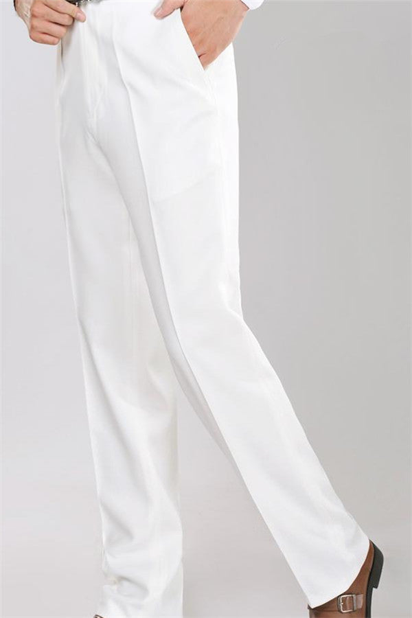 White Shawl Lapel Jacquard Groom Suits Elegant Slim Fit Tuxedos for Wedding 2 Pieces-showprettydress