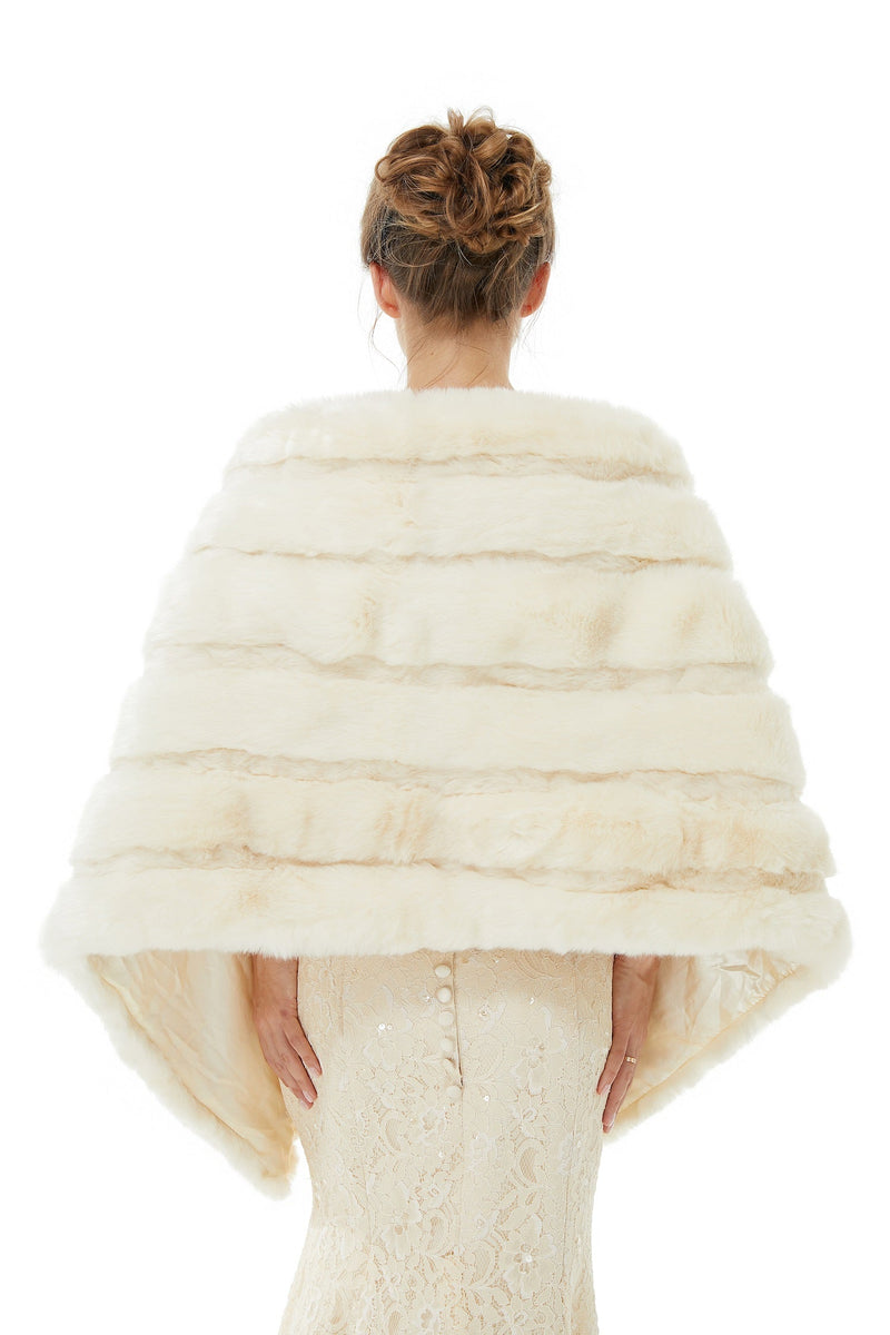 Winter Faux Fur Wedding White Bridal Wrap-showprettydress