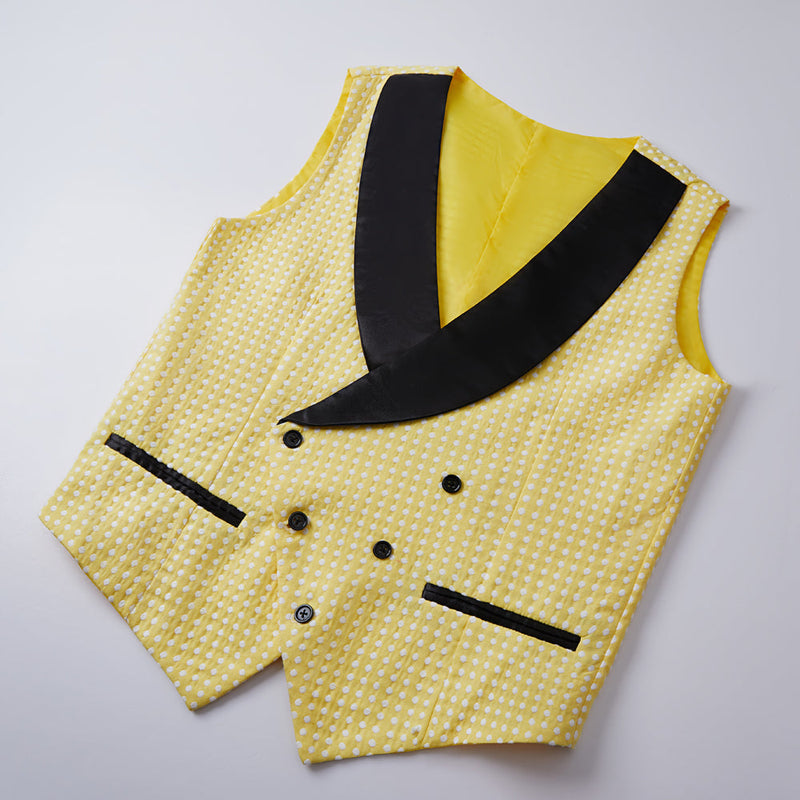 Yellow Dot Shawl Lapel Wedding Groom Suits for Sale-showprettydress