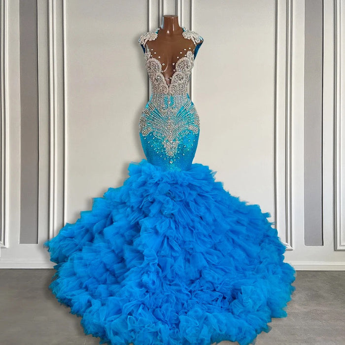 Long Prom Dress Ruffled Skirt Mermaid Gown main image 0