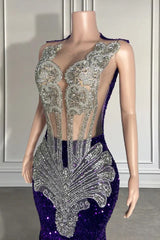 Long Sequined Sleeveless Mermaid Prom Dress with Beadings-showprettydress