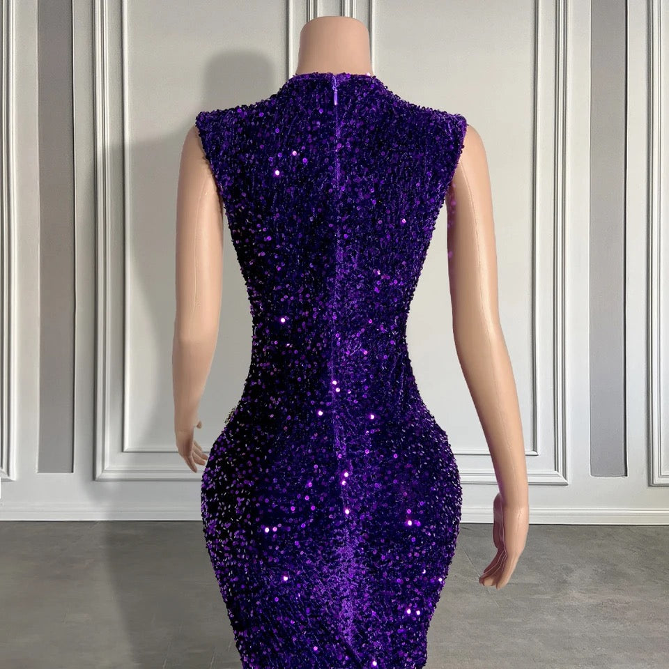 Long Sequined Sleeveless Mermaid Prom Dress with Beadings-showprettydress