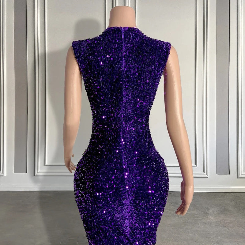 Long Sequined Sleeveless Mermaid Prom Dress with Beadings-showprettydress