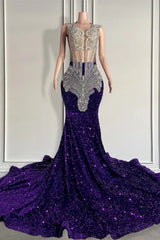 Long Sequined Sleeveless Mermaid Prom Dress with Beadings-showprettydress