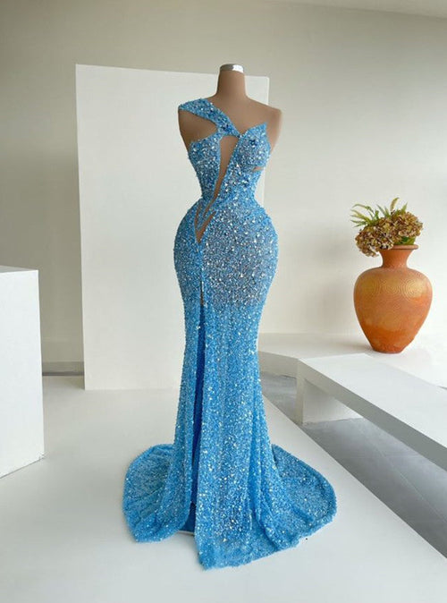 Red Mermaid Sequins One Shoulder Prom Dress main image 0