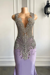 Mermaid Scoop Neckline Sleeveless Beads Long Prom Dress-showprettydress