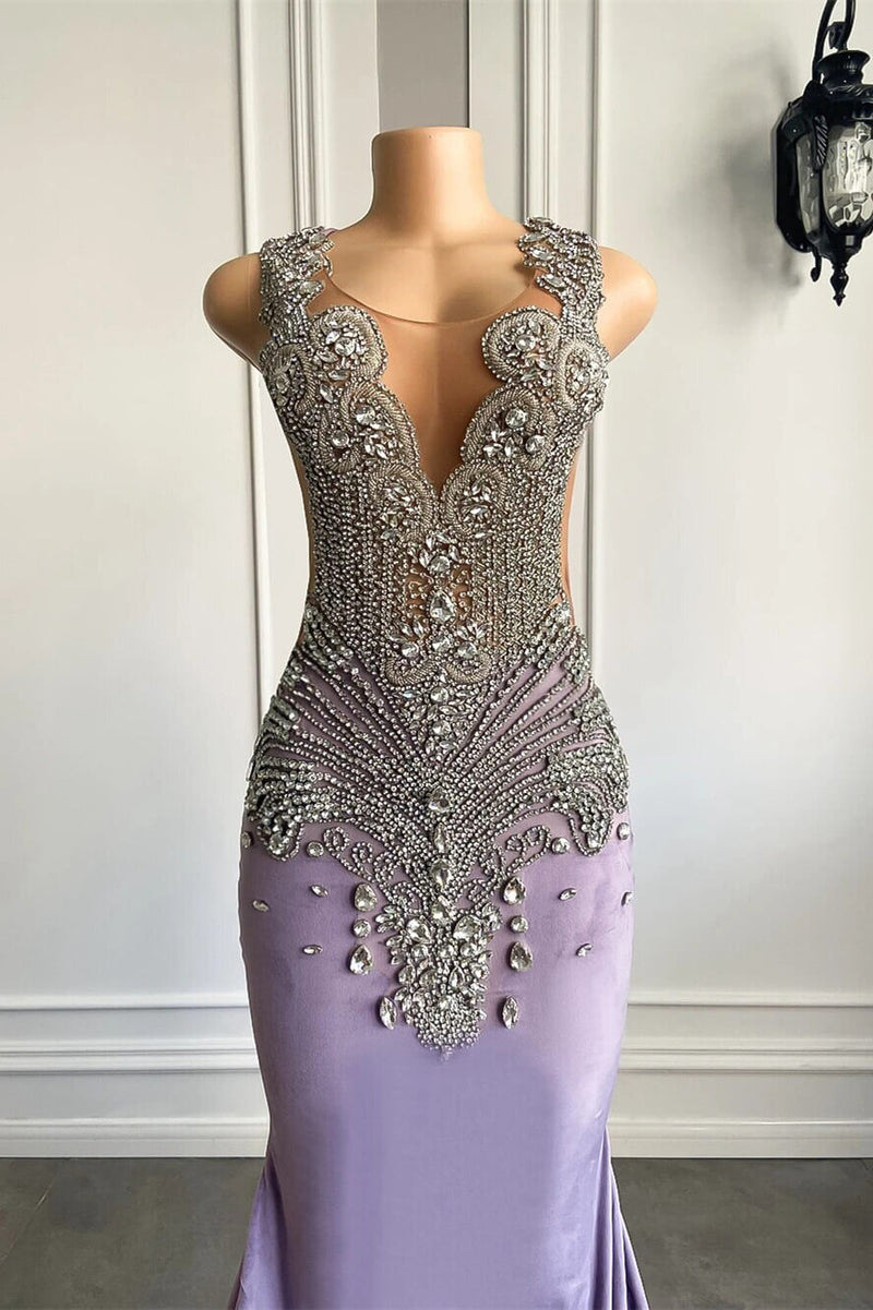 Mermaid Scoop Neckline Sleeveless Beads Long Prom Dress-showprettydress