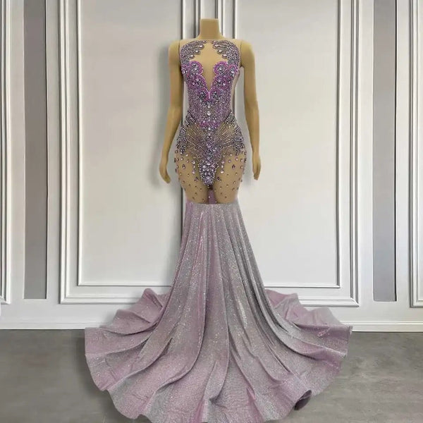 Mermaid Sleeveless Long Beadings Evening Prom Dress-showprettydress