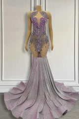 Mermaid Sleeveless Long Beadings Evening Prom Dress-showprettydress